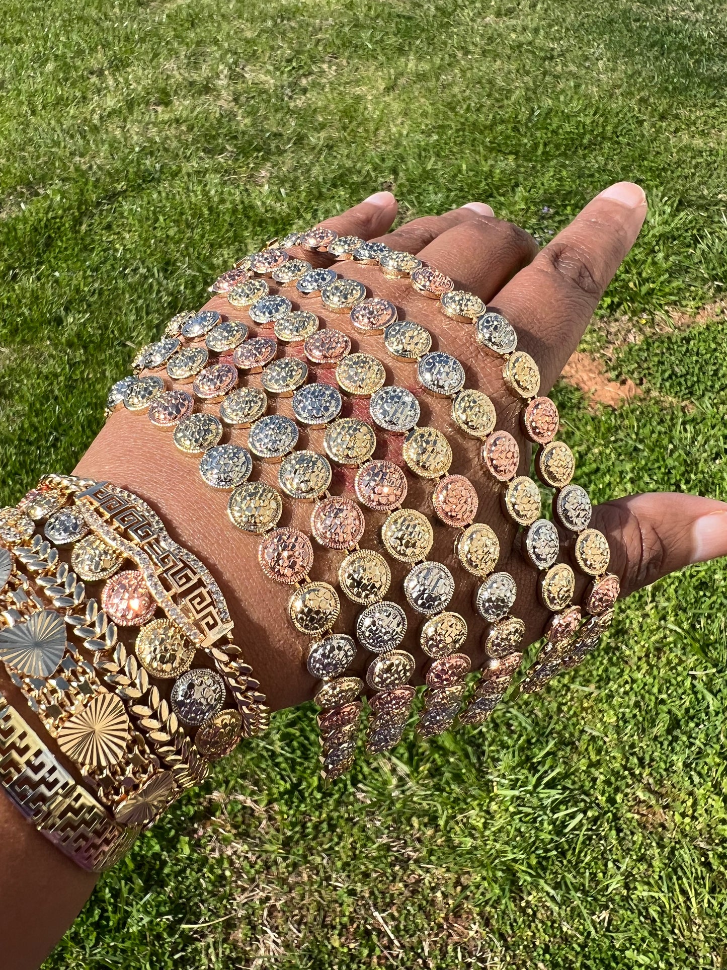 Tri Color Hammered Circles